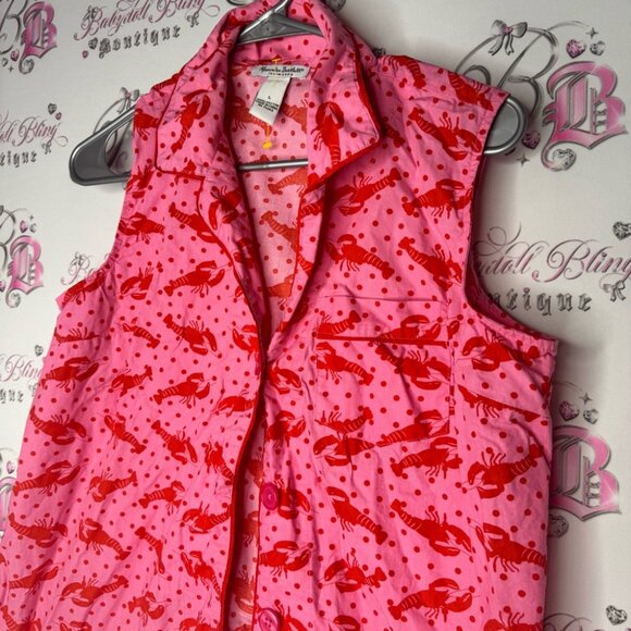 Alexandra bartlett tank top button up lobster 🦞 Pink and Red Sleeveless Shirt - Picture 2 of 9